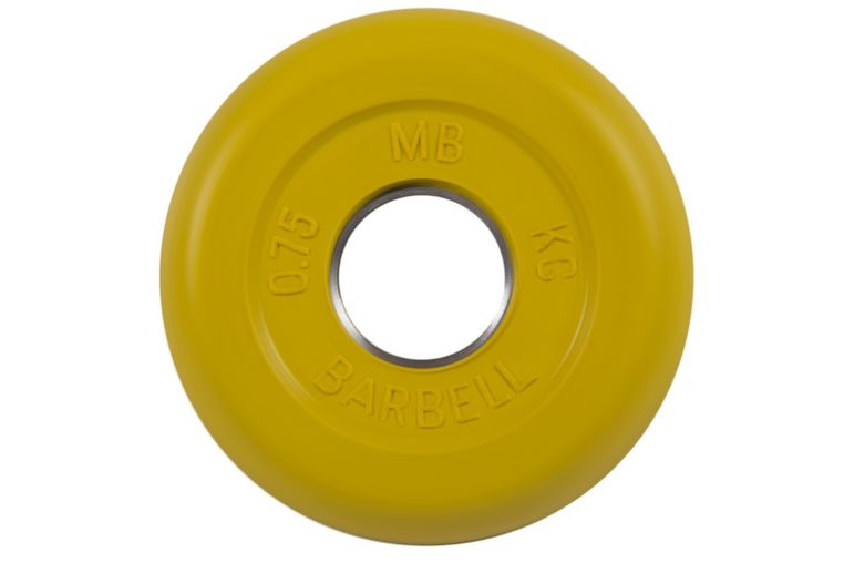 Диск обрезиненный d26мм MB Barbell MB-PltC26-0,75 0,75 кг желтый 