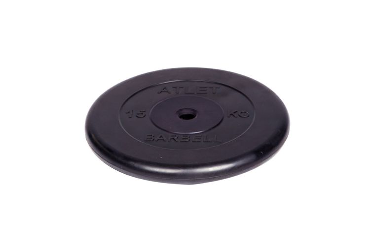 Диск обрезиненный d26мм MB Barbell MB-AtletB26-15 15кг черный фото 1