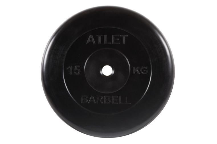 Диск обрезиненный d31мм MB Barbell Atlet 15кг черный MB-AtletB31-15 