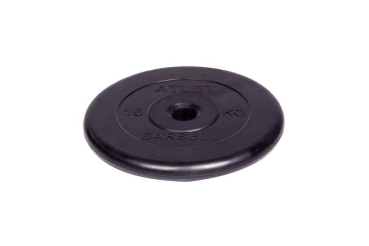 Диск обрезиненный d31мм MB Barbell Atlet 15кг черный MB-AtletB31-15 фото 1