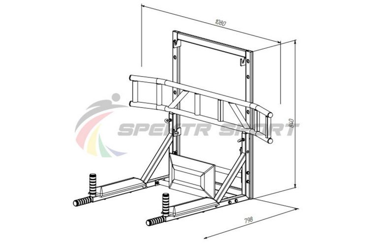 Турник-брусья-пресс на раме разборный с доп. хватами Spektr Sport Прометей, серый фото 2