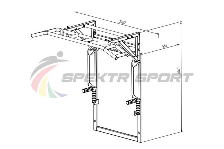 Турник-брусья-пресс на раме разборный с доп. хватами Spektr Sport Прометей, черный фото 1