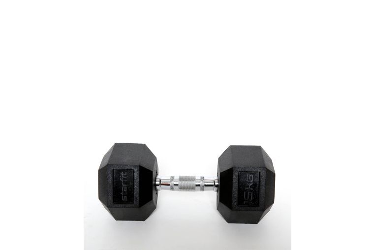 Гантель гексагональная, обрезиненная 16 кг Star Fit DB-301 черный фото 1