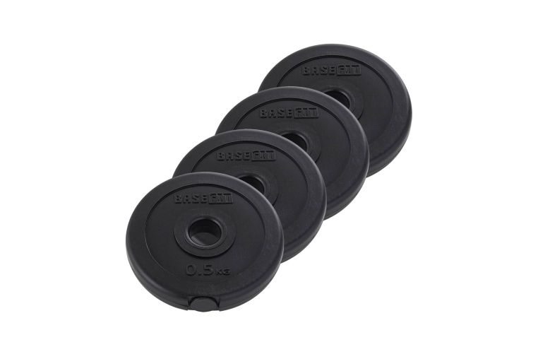 Диск пластиковый 0,5 кг BaseFit d26 мм BB-203 черный, 4 шт 