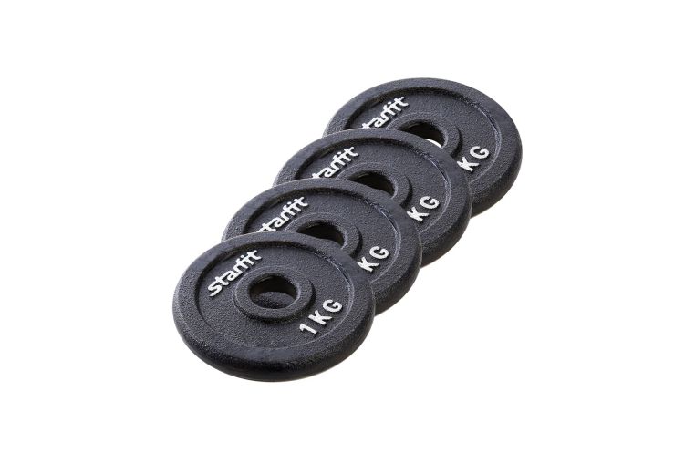 Диск чугунный 1 кг Star Fit d26 мм BB-204 черный, 4 шт 