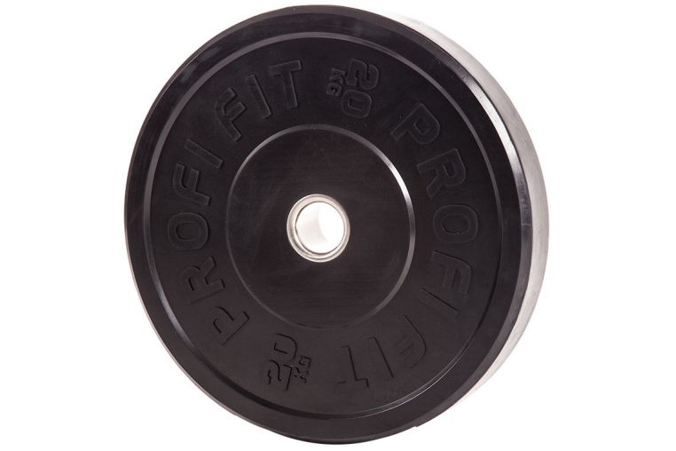 Диск для штанги Profi-Fit каучуковый, черный, d-51 20кг фото 2