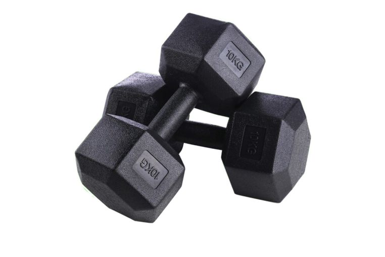 Набор из гексагональных гантелей 2х10кг (пластик/цемент) 20кг Sportex CPD-20 