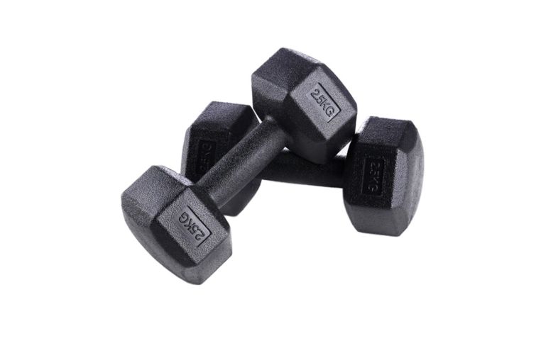 Набор из гексагональных гантелей 2х2,5кг (пластик/цемент) 5кг Sportex CPD-5 