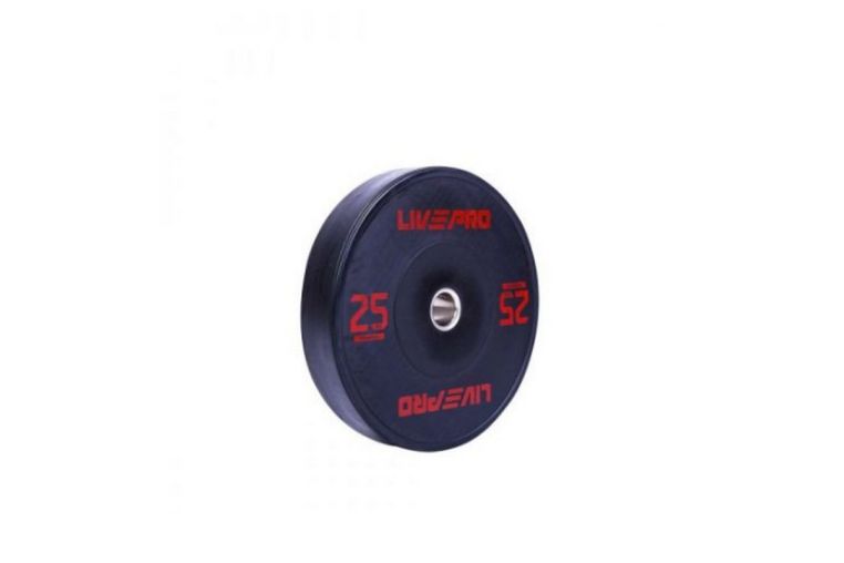 Бампированный диск 25 кг Live Pro Black Rubber Bumper Plate LP8038-25 