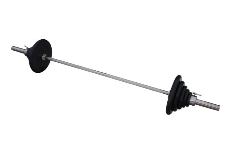 Штанга с грифом 2200*50мм 102,5 кг в наборе диски обрезиненные черные ProfiGym ШТР-102-50 