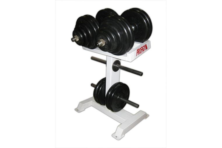 Гантели ProfiGym обрезиненные, 20 кг в наборе, пара на подставке (26мм) 