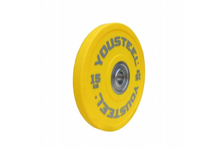 Диск PU 15кг YouSteel бампированный, полиуретановый, желтый фото 1