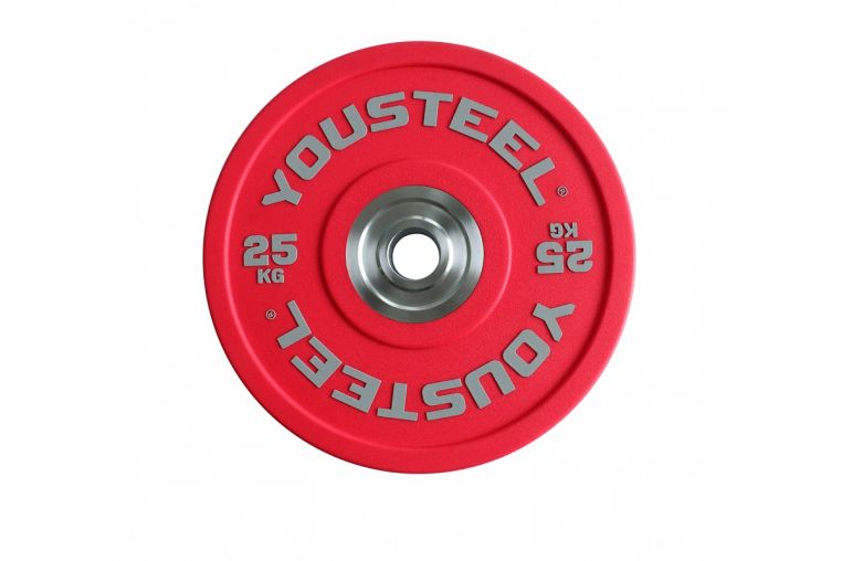 Диск PU 25кг YouSteel бампированный, полиуретановый, красный 