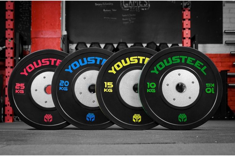 Диск соревновательный черный с полосой YouSteel 20кг, d51мм, чёрный/синий фото 1