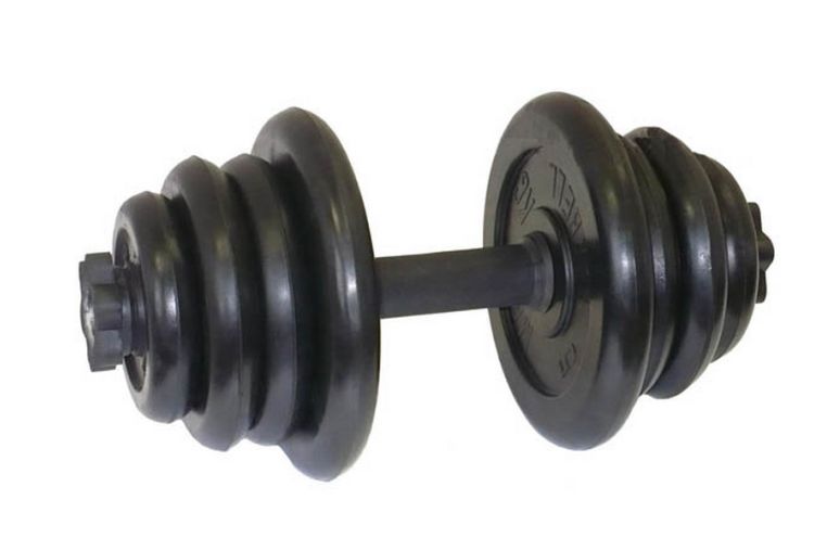 Гантель разборная MB Barbell Диски обрезиненные чёрные 25 кг 