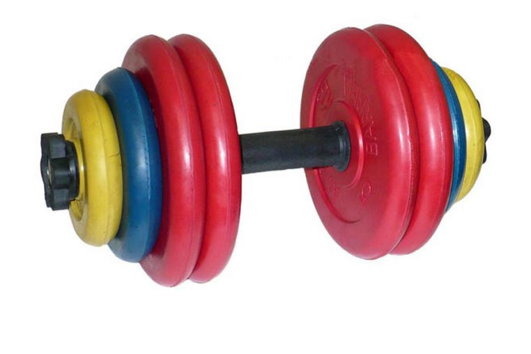 Гантель разборная MB Barbell Диски обрезиненные цветные 30 кг 