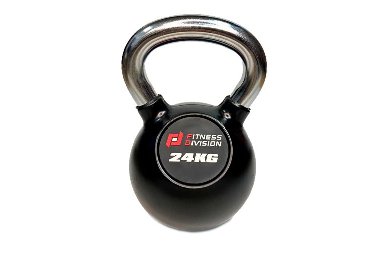 Гиря 24 кг обрезиненная с хромированной ручкой Fitness Division DB-KDB-C-24 