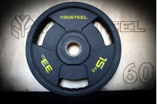 Диск с ручками 15 кг YouSteel TPE (термопластичный эластомер) , 3 ручный хват