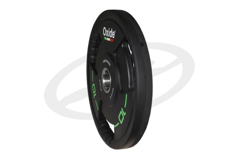 Диск олимпийский Oxide Fitness OWP02 D50мм полиуретановый, с 3-мя хватами, черный 10кг. фото 9