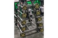 Комплект полиуретановых фиксированных штанг 10-45кг Fitex Pro 10 штанг со стойкой FTX-414.1