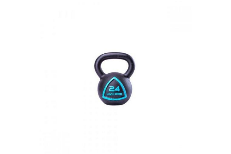 Чугунная гиря 28 кг Live Pro Solid Cast Iron Kettlebell LP8041-28 черный\синий 