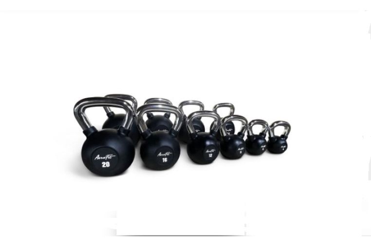 Гиря обрезиненная с хромированной рукояткой 12 кг AeroFit AFBK12, черный фото 2