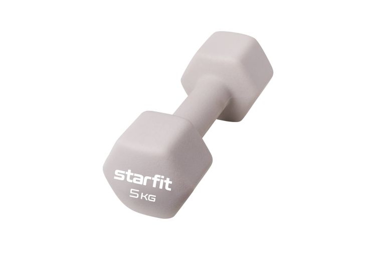 Гантель неопреновая 5 кг Star Fit DB-201 тепло-серый пастель 