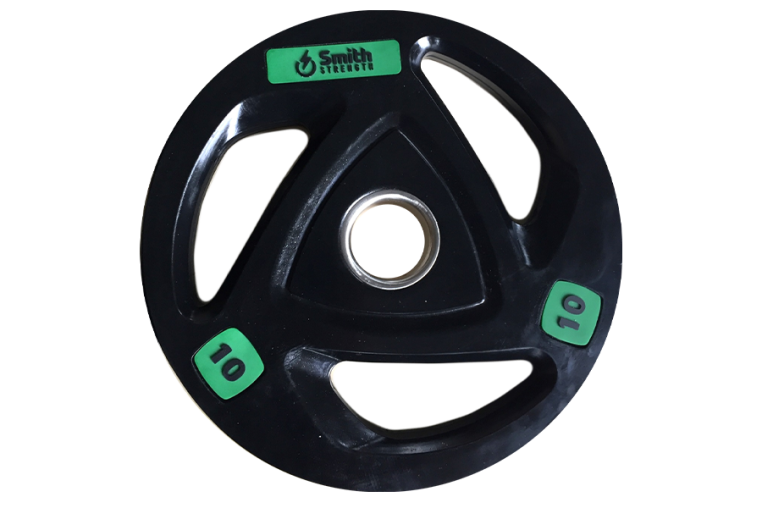 Диск для штанги Smith WP085-10 c 3-м хватом, обрезиненный, 10кг 
