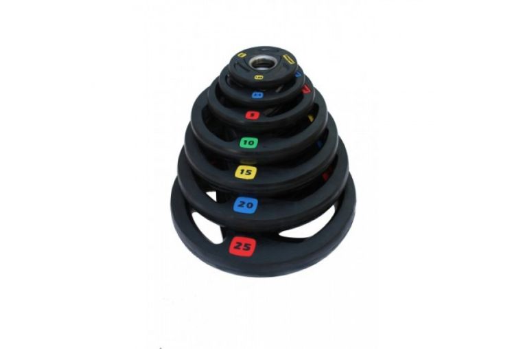 Диск олимпийский обрезиненный (Fitnessport), черный 25кг. фото 3