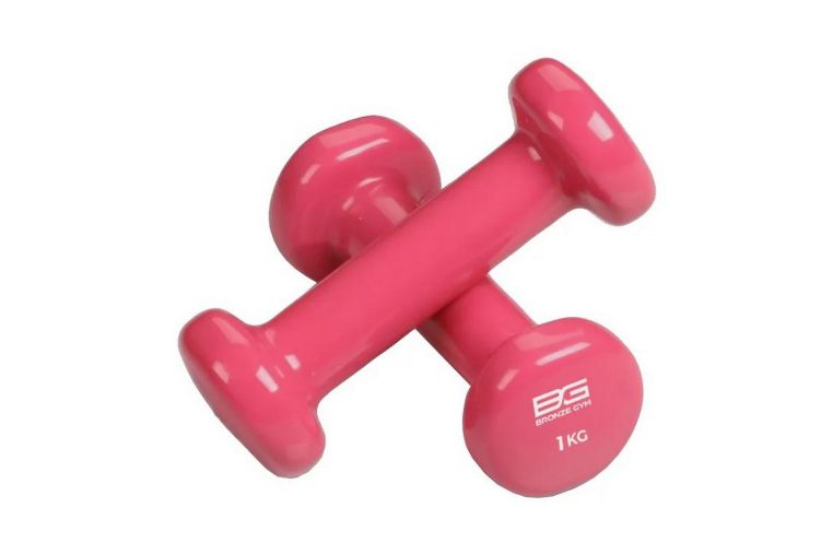 Гантели для аэробики виниловые 1кг, пара Bronze Gym BG-FA-VD1 розовый 