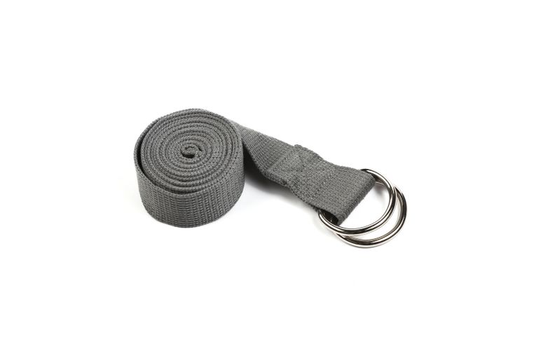 Ремень для йоги с металлическим карабином PRCTZ YOGA STRAP, серый. 