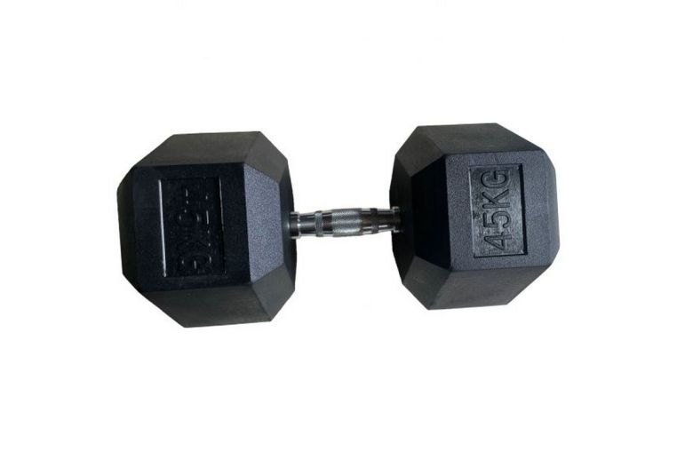 Обрезиненная гексагональная гантель 45кг Inex Hex Dumbbell TF-D2017-45 черный 