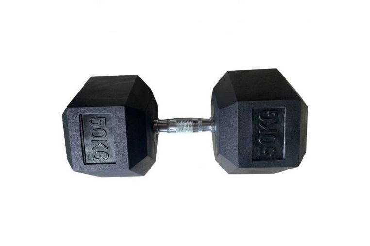 Обрезиненная гексагональная гантель 50кг Inex Hex Dumbbell TF-D2017-50 черный 