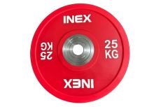 Олимпийский диск в уретане 25кг Inex PU Bumper Plate TF-P2100-25 красный\белый