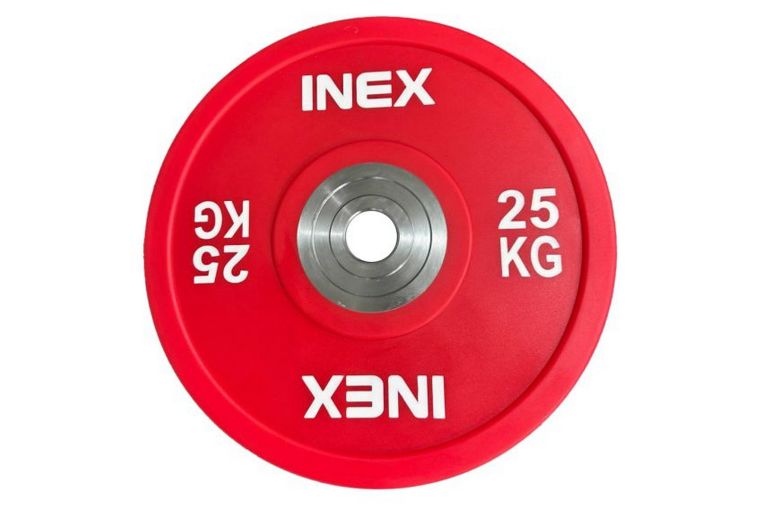 Олимпийский диск в уретане 25кг Inex PU Bumper Plate TF-P2100-25 красный\белый 
