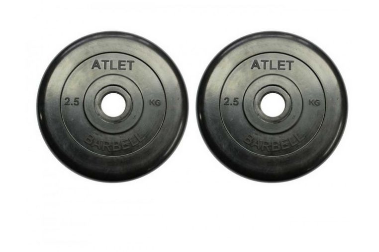 Диски обрезиненные d26 2x2,5кг MB Barbell Atlet MB-AtletB26-2,5 черный 