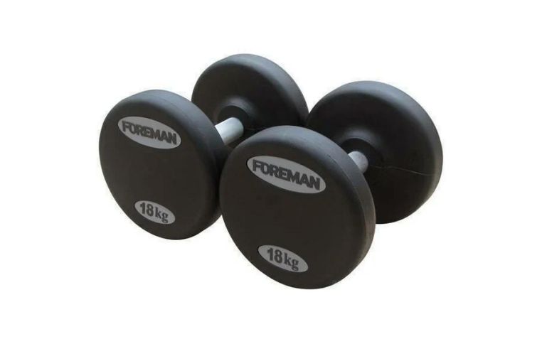 Фиксированные гантели в уретане FOREMAN 68 кг, черный 