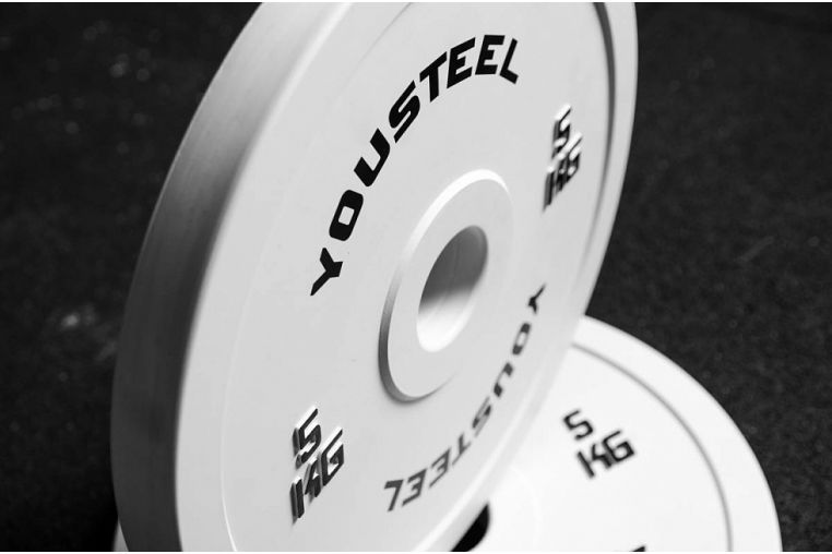 Диск 5кг каучуковый для штанги YouSteel Белый фото 3