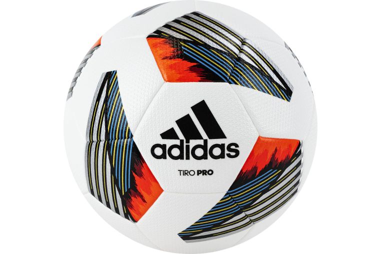 Мяч футбольный Adidas Tiro Pro. FS0373, р.5, FIFA Pro, 32 пан., ПУ, термосшивка, бело-оранжевый 