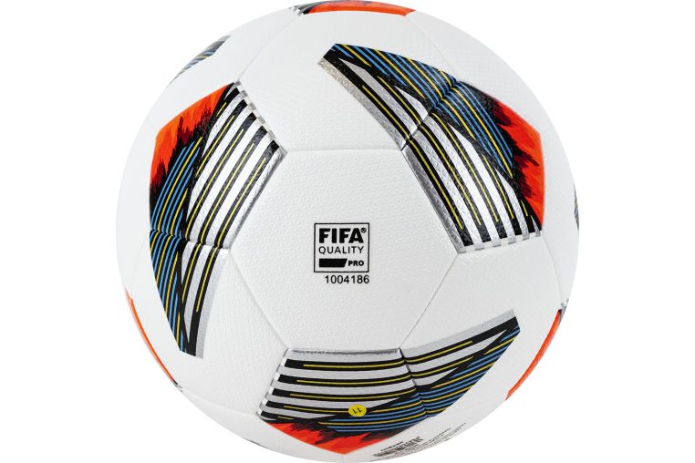 Мяч футбольный Adidas Tiro Pro. FS0373, р.5, FIFA Pro, 32 пан., ПУ, термосшивка, бело-оранжевый фото 2