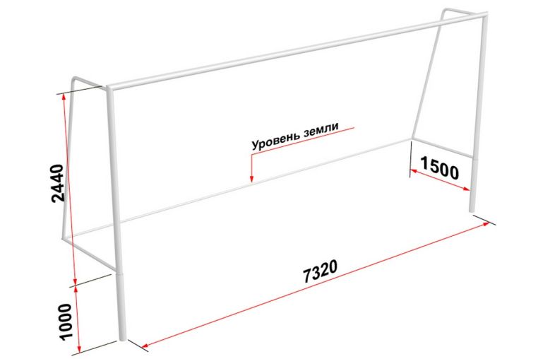 Ворота футбольные свободностоящие Glav 15.102 (7,32х2,44 м) штука фото 1