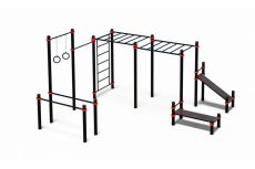 Комплекс Stecter из брусьев, турников, шведской стенки, 2 рукохода, 2 лавки для пресса и гимн.колец PAW-62 5061