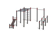 Комплекс Stecter из сдвоенных брусьев, турников, шведской стенки, 2 рукохода и лавки для пресса PAW-73 5072