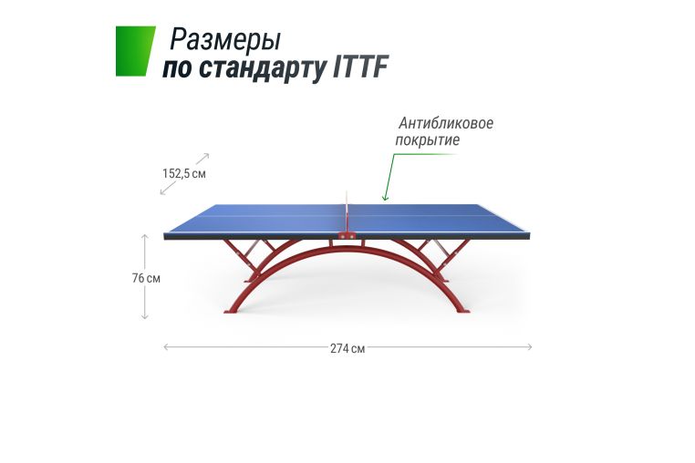 Антивандальный теннисный стол Unix Line 14 mm SMC TTS14ANVBLR Blue\Red фото 6