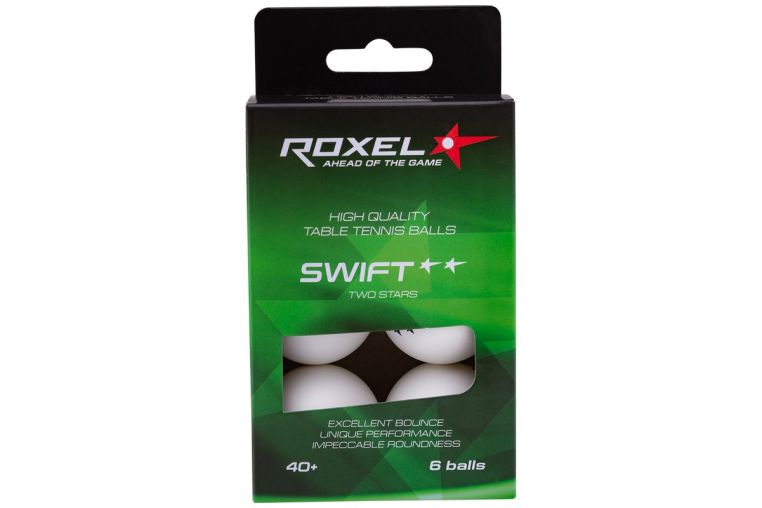 Мячи для настольного тенниса Roxel 2* Swift, 6 шт, белый 