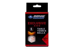 Мячики для н\тенниса 3* 40+ Donic EXCLUSIVE 6 штук 608533E белый + оранжевый