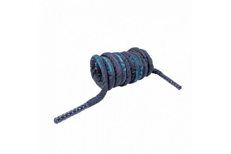 Канат тренировочный в рукаве Live Pro Covered Battle Rope LP8172-M1 3,8 см х 12 м, черный\синий 