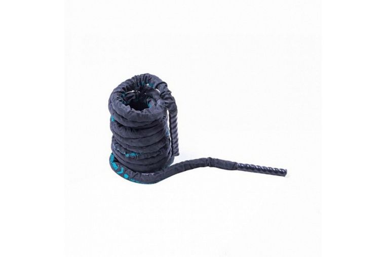 Канат тренировочный в рукаве Live Pro Covered Battle Rope LP8172-M1 3,8 см х 12 м, черный\синий фото 4