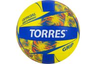 Мяч волейбольный Torres Grip Y V32185, р.5, синт.кожа (ТПУ), маш. сшивка, бут.камера,желто-синий