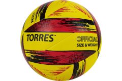 Мяч волейбольный Torres Resist V321305, р.5, синт. кожа (ПУ), гибрид, бут.кам.желто-красно-черный